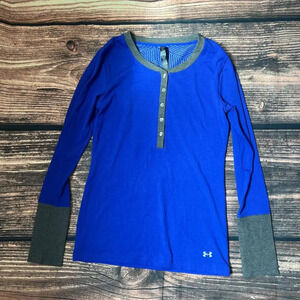Under Armour Women's‎ ColdGear Infrared Henley Blue Size Medium Casual Top